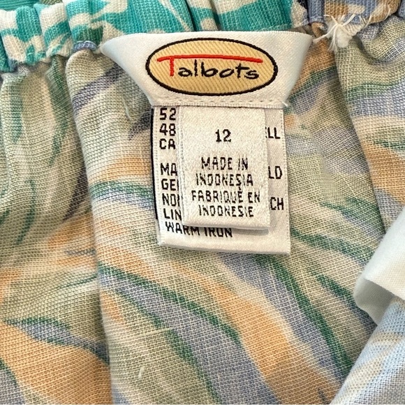 Talbots Linen Tropical Floral A-Line Maxi Skirt Side Zip Elastic Waist Sz 12 EUC - Picture 8 of 13